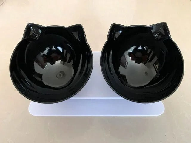 Smart Angle Cat Double Food Bowl