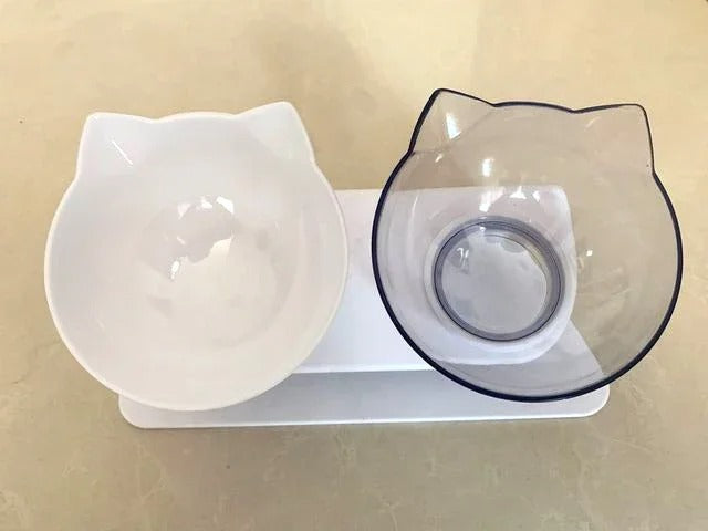 Smart Angle Cat Double Food Bowl